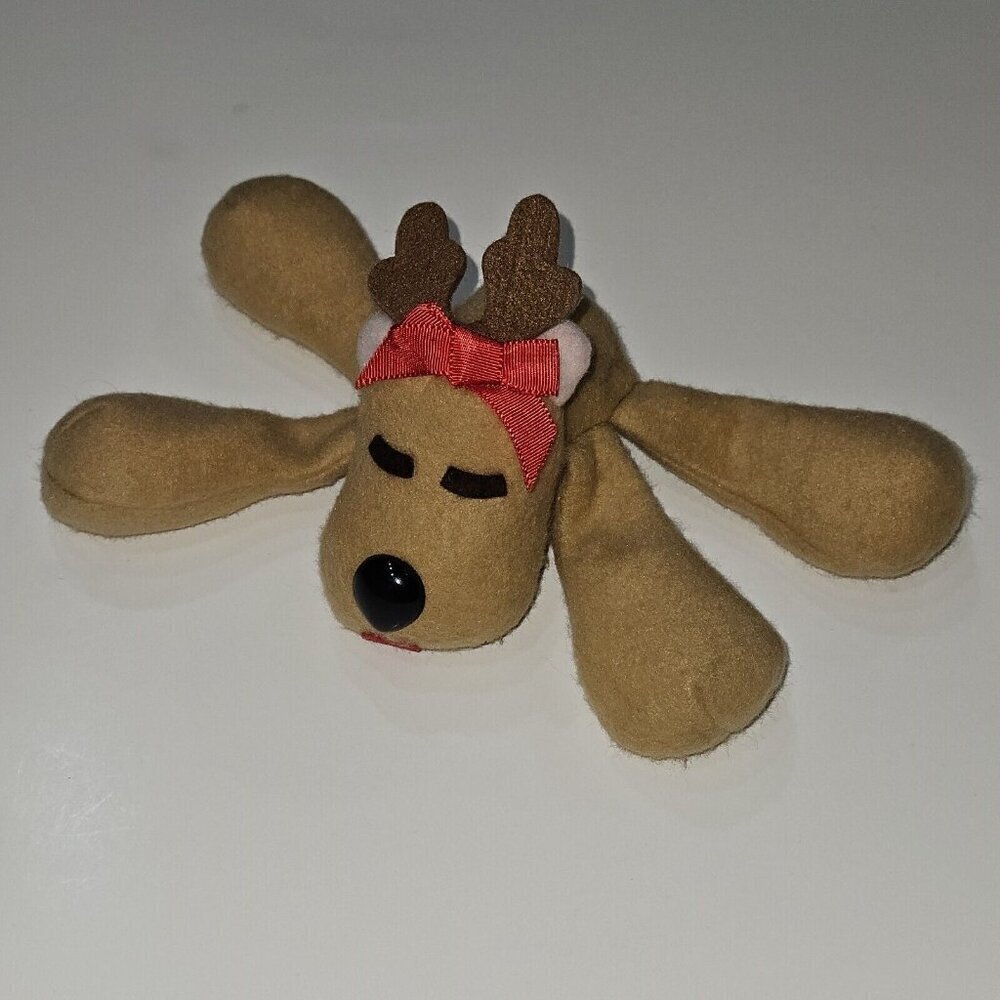 VTG 1984 Hallmark Rhonda Reindeer Plush Christmas Decor Brown Red Bow (no dress)